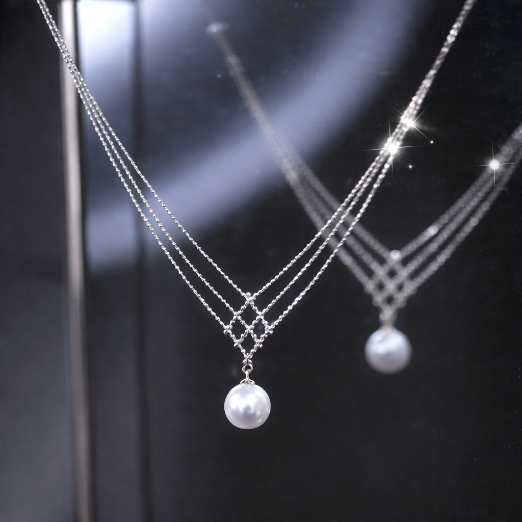 Collier en Dentelle de Perles Akoya en Or
