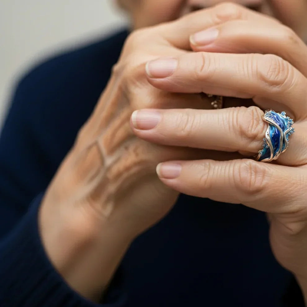Bague en Or - Motif Unique de Vague Océanique