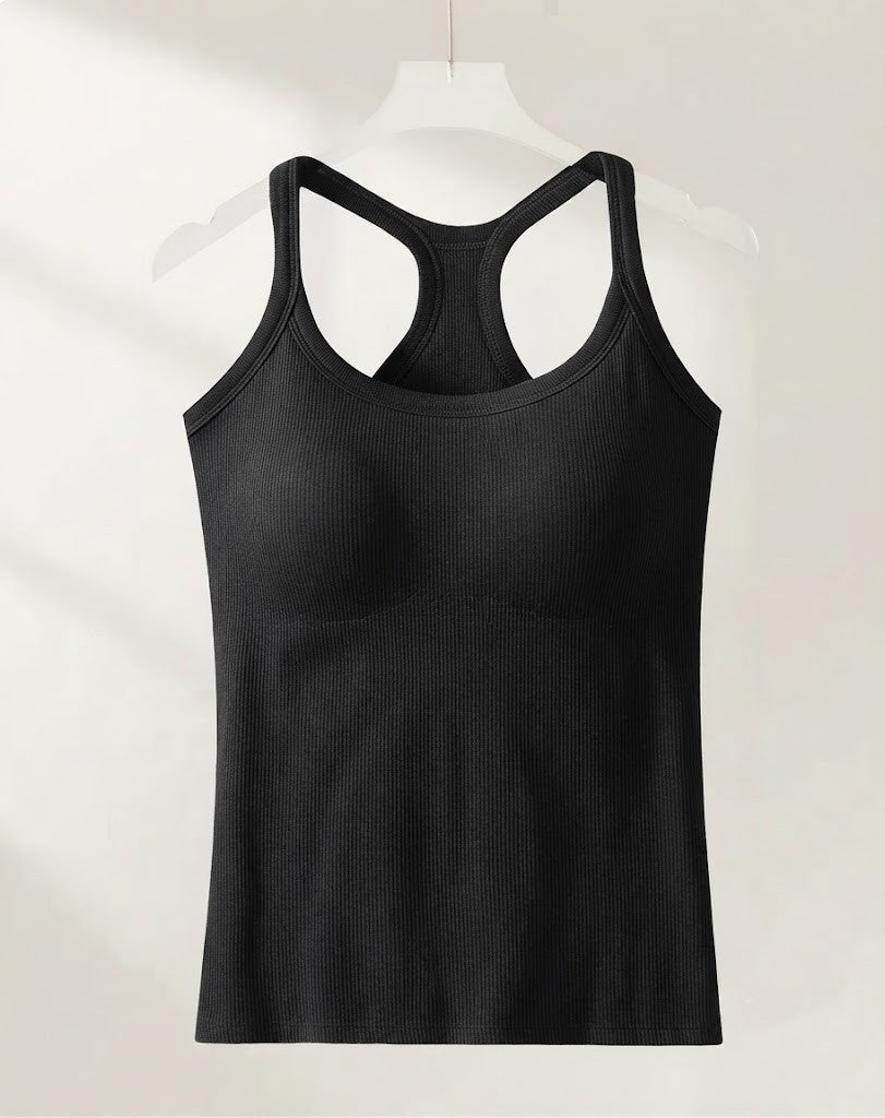 Shaine — Haut uni côtelé avec soutien-gorge intégré