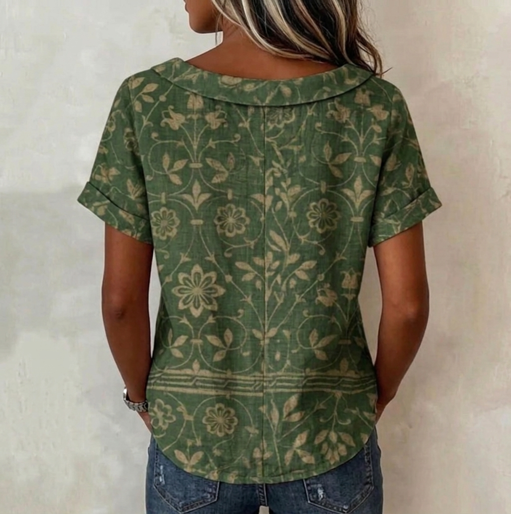 Odette — Blouse à col avec imprimé floral