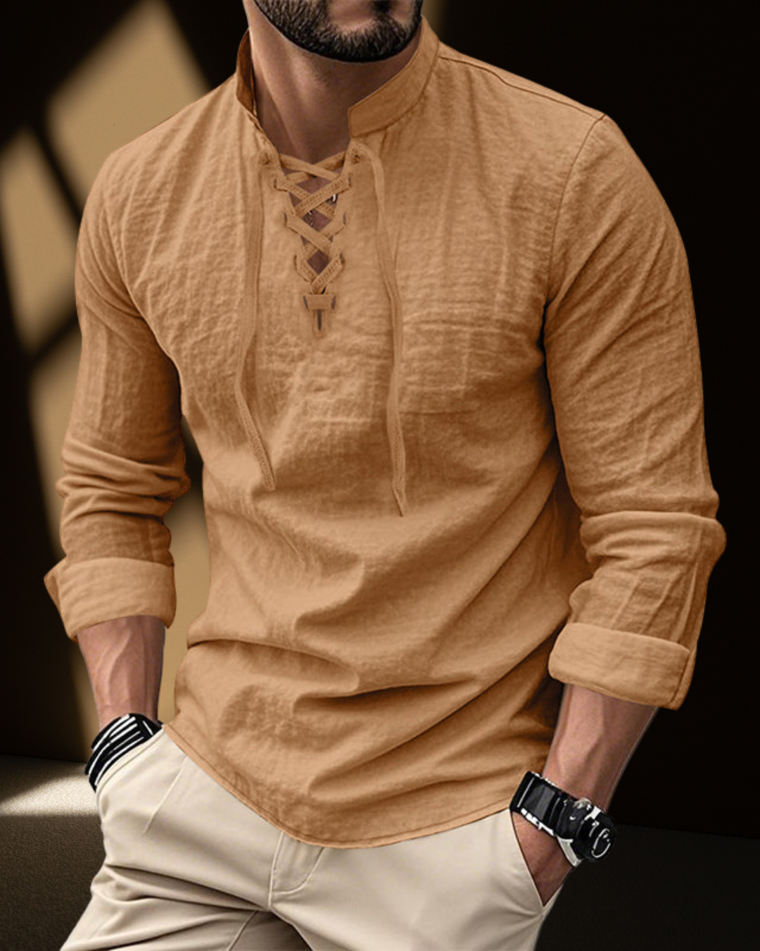 Chemise à Col V à Lacets Renaissance