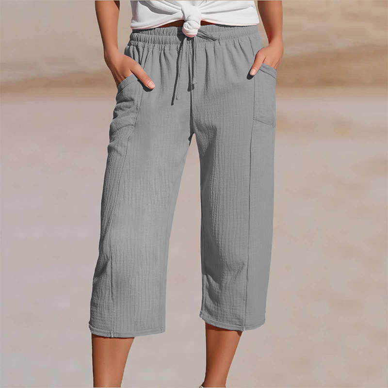 Linella — Pantalon large plissé en coton-lin