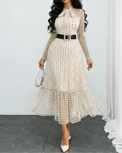Verlanne — Robe Midi à Pois avec Col à Nouer