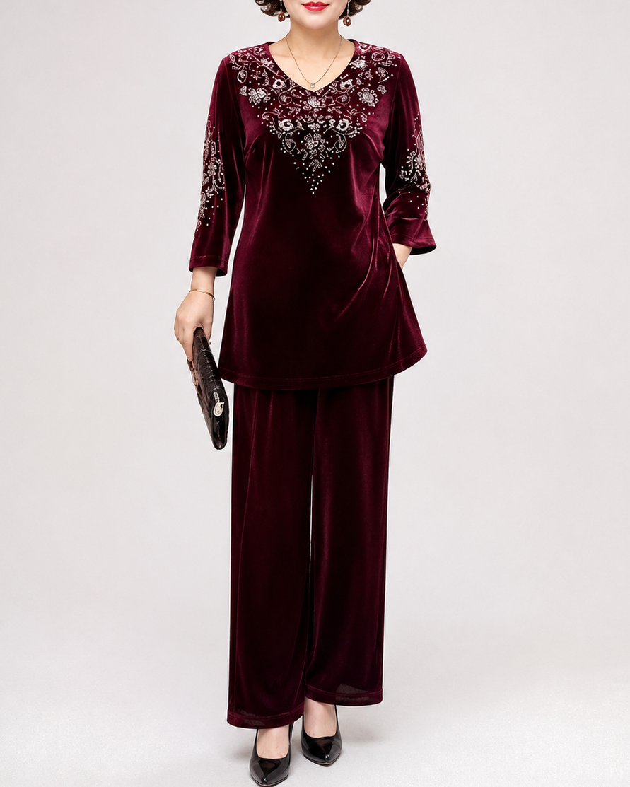 Velourine — Ensemble Deux Pièces en Velours avec Strass