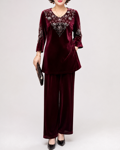 Velourine — Ensemble Deux Pièces en Velours avec Strass