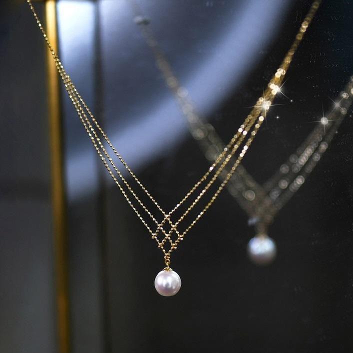 Collier en Dentelle de Perles Akoya en Or