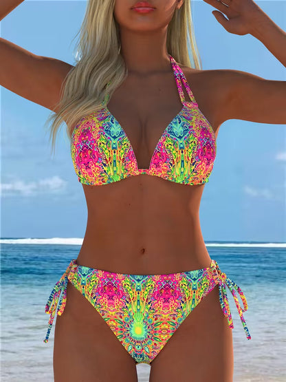 Solène - Ensemble de Bikini Imprimé à Col Croisé