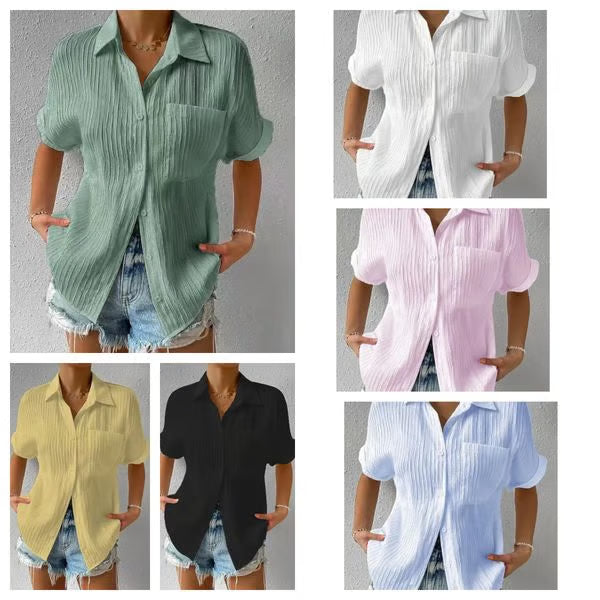 Céline — Blouse ample à col chemise et boutons