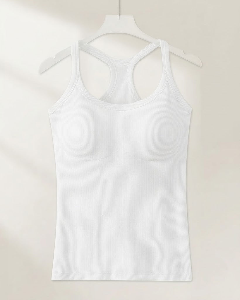 Shaine — Haut uni côtelé avec soutien-gorge intégré