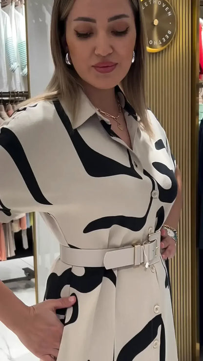 Belle robe avec ceinture - Élégante Robe Confortable