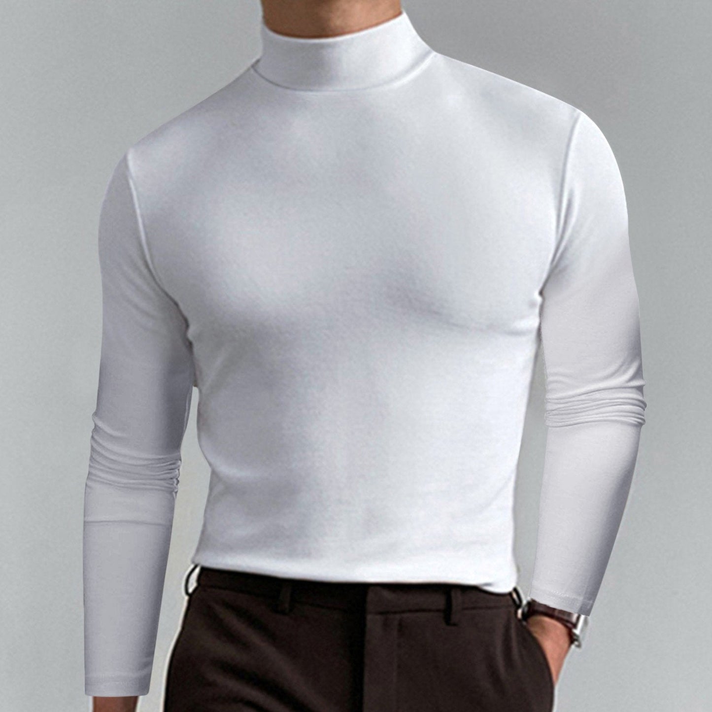 Marden — T-shirt à manches longues slim-fit à col montant
