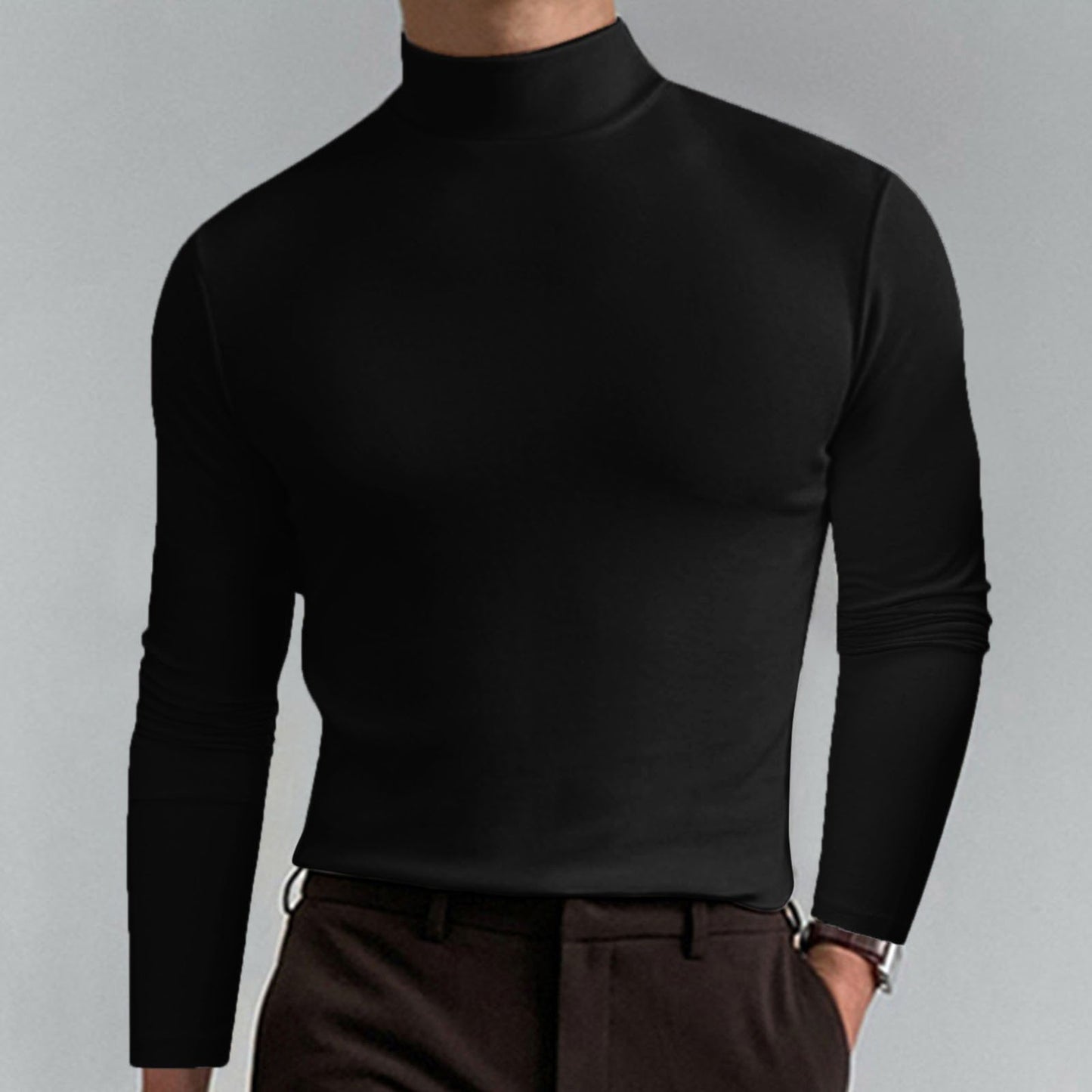 Marden — T-shirt à manches longues slim-fit à col montant