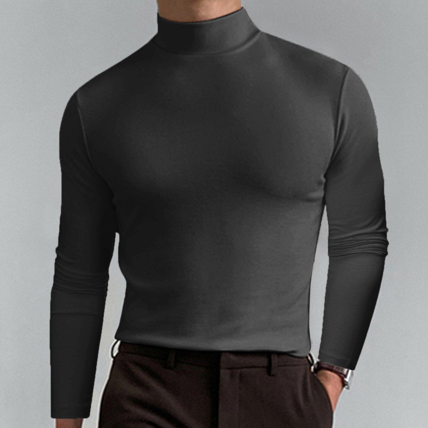 Marden — T-shirt à manches longues slim-fit à col montant