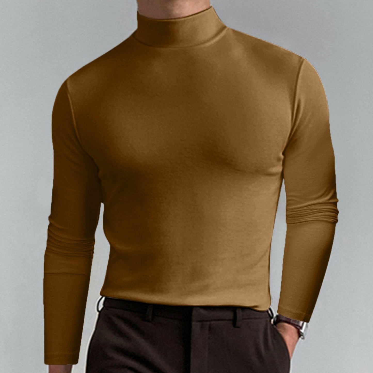 Marden — T-shirt à manches longues slim-fit à col montant