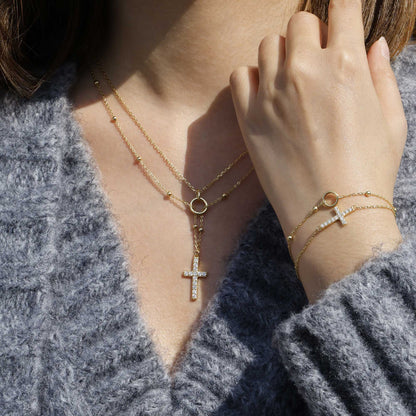 Le Croix Cercle — Collier de Foi en Or Doré