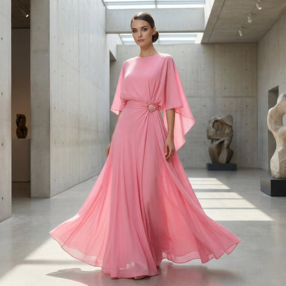 Seraphine - Élégante Robe Maxi Détail de Taille Flottante