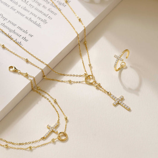 Le Croix Cercle — Collier de Foi en Or Doré