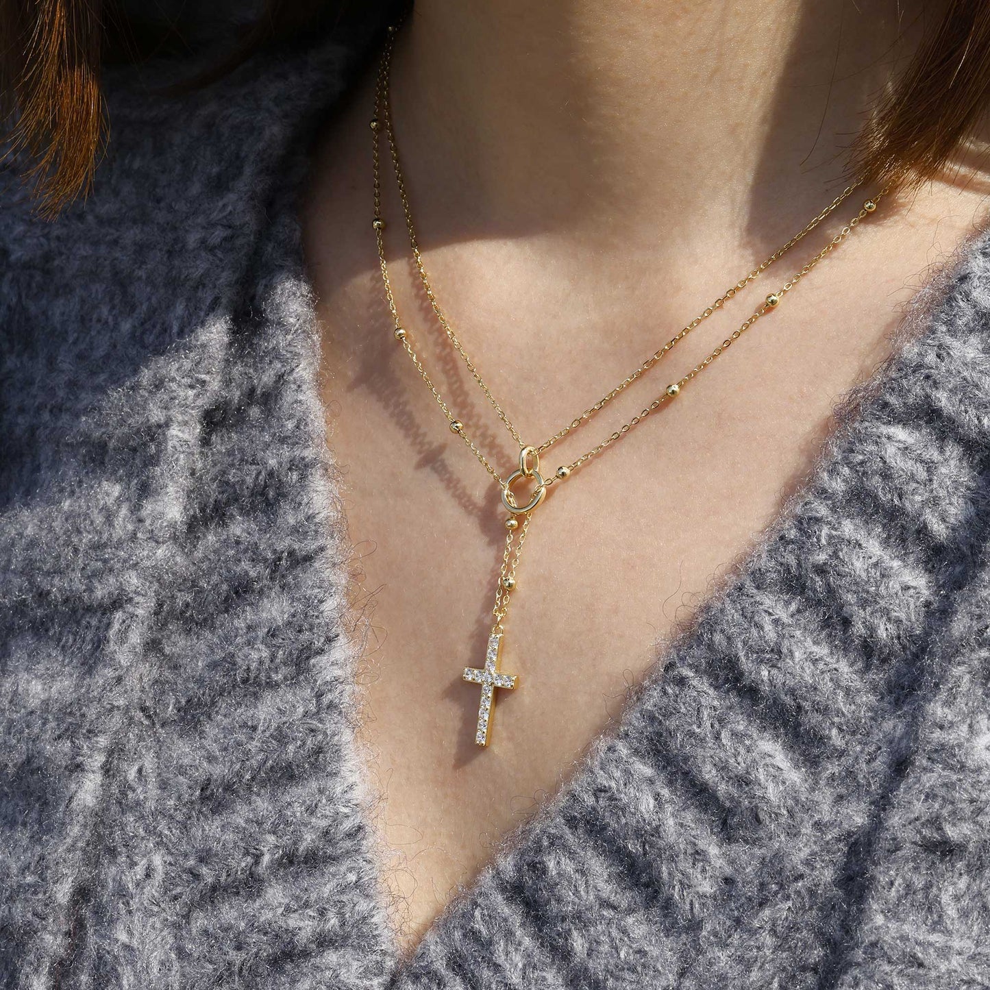 Le Croix Cercle — Collier de Foi en Or Doré