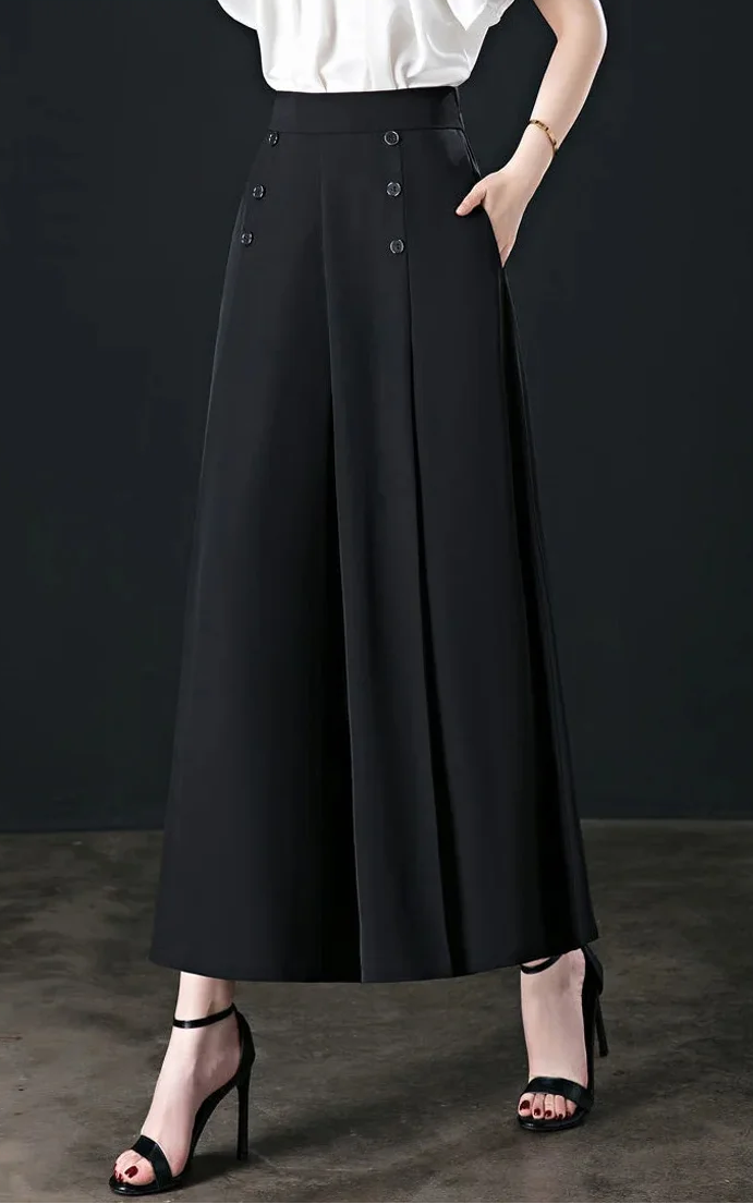Hotishop - Pantalons plissés confortables et élégants avec jambes larges