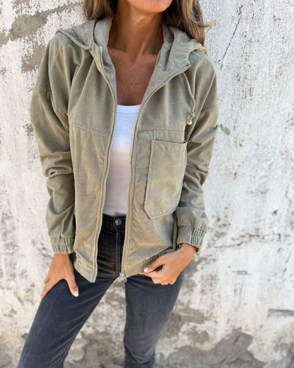 Ella - Douce Veste à capuche en velours côtelé