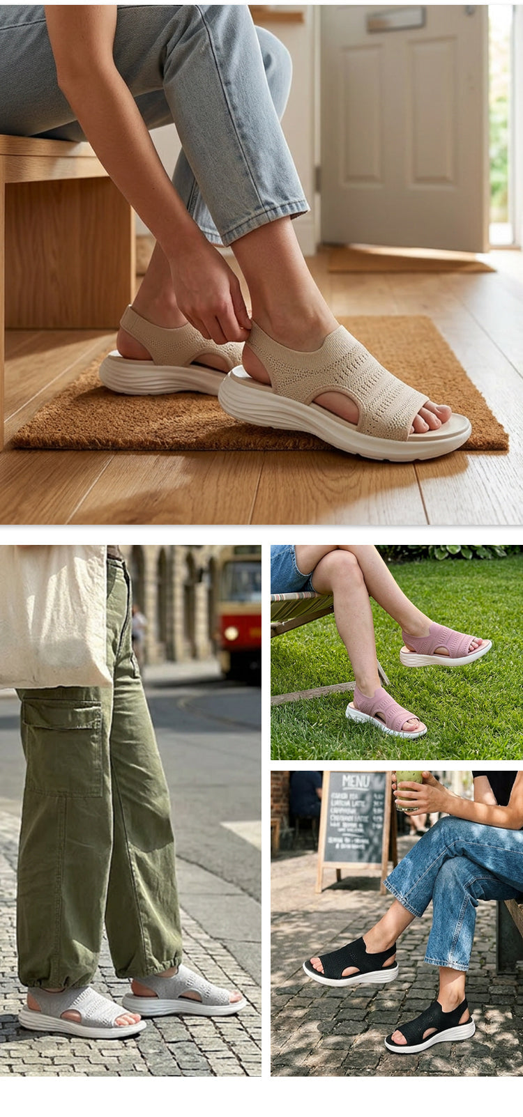 Maren — Sandales à plateforme en tricot respirant