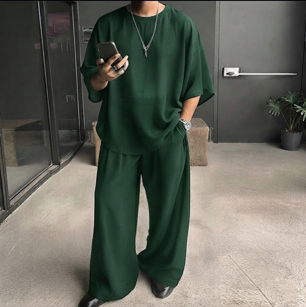 Marchevio — Ensemble T-shirt à Deux Pièces et Pantalon Évasé