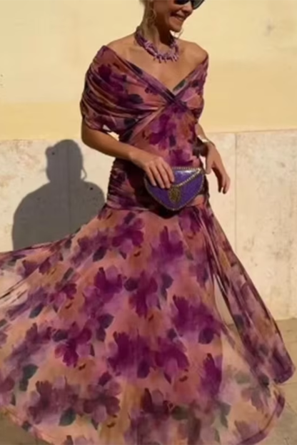 Elin — Robe Maxi à Encolure en V et Taille Cintrée