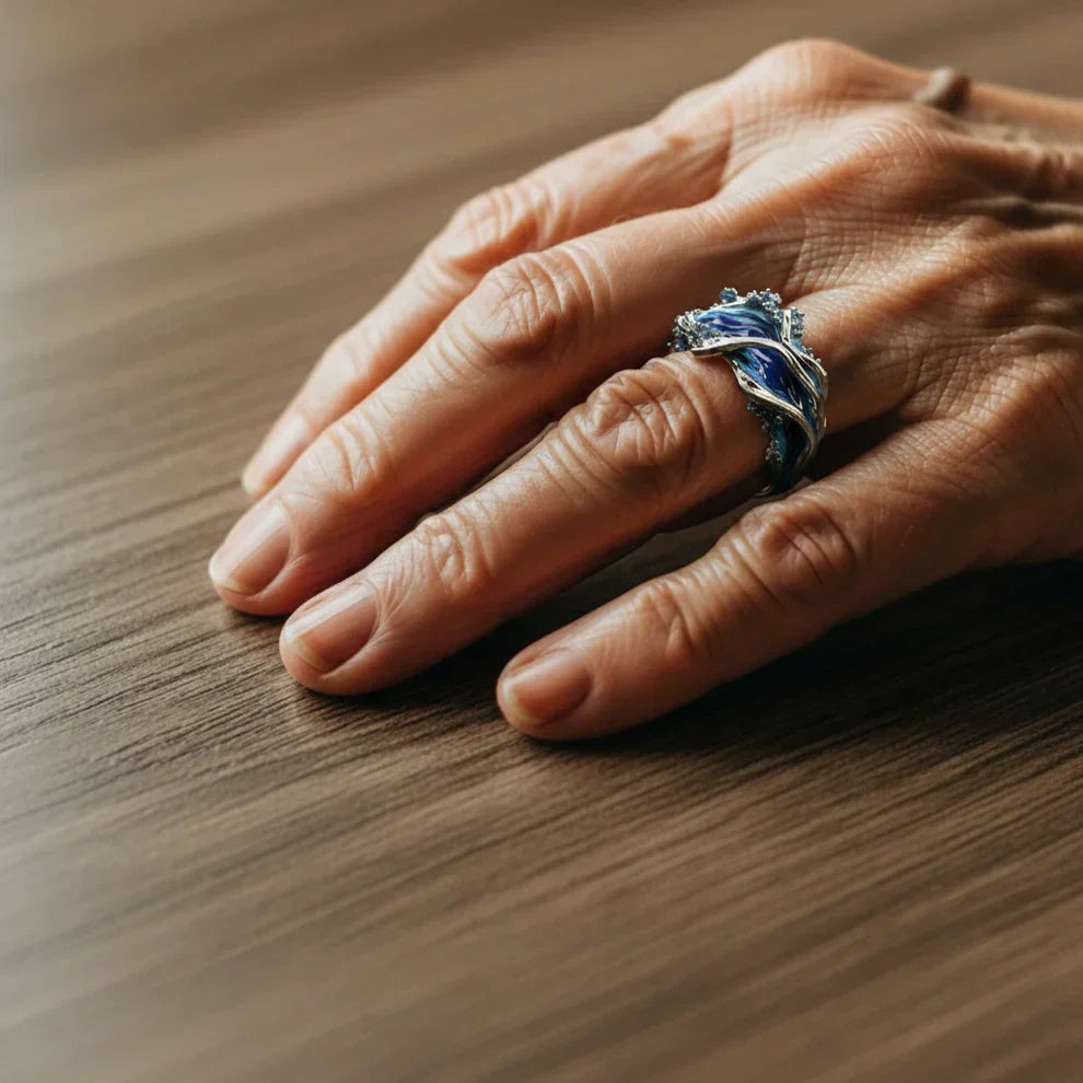 Bague en Or - Motif Unique de Vague Océanique