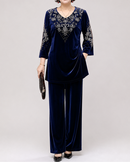 Velourine — Ensemble Deux Pièces en Velours avec Strass