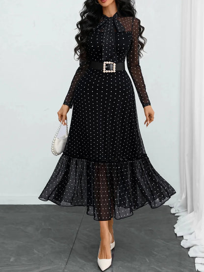 Verlanne — Robe Midi à Pois avec Col à Nouer