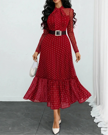 Verlanne — Robe Midi à Pois avec Col à Nouer