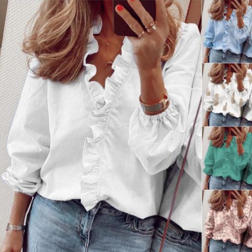 Céleste — Blouse à coupe décontractée avec volants
