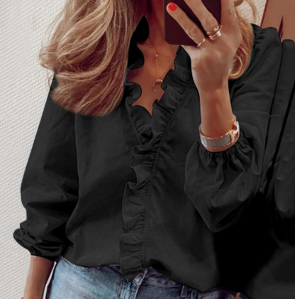 Céleste — Blouse à coupe décontractée avec volants
