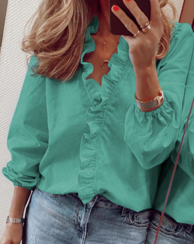 Céleste — Blouse à coupe décontractée avec volants