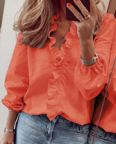 Céleste — Blouse à coupe décontractée avec volants