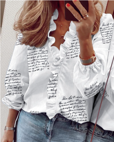 Céleste — Blouse à coupe décontractée avec volants