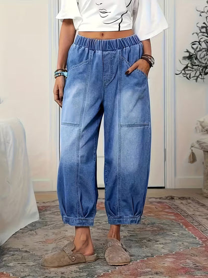 Denara — Jeans cropped à taille élastique et coupe décontractée