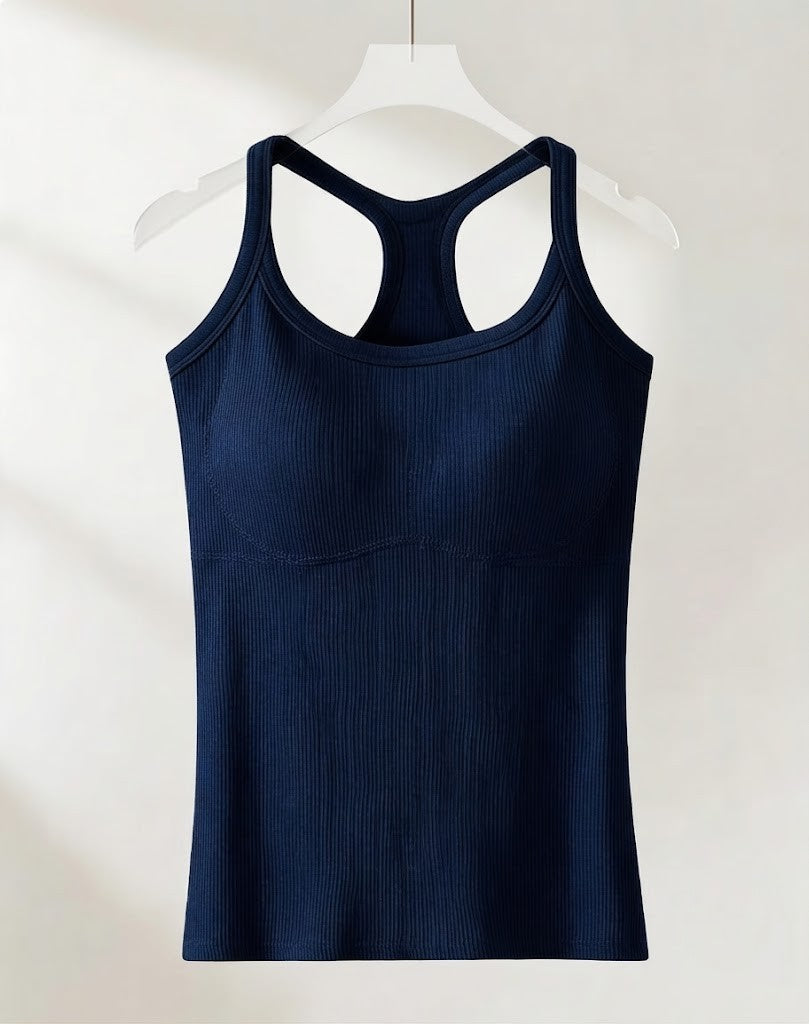 Shaine — Haut uni côtelé avec soutien-gorge intégré