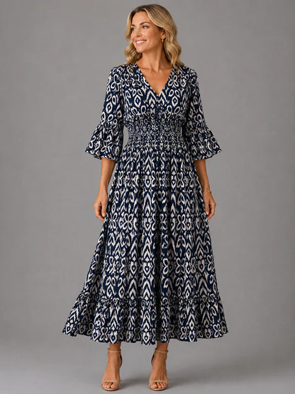 Vivenne — Robe maxi vintage à décolleté en V