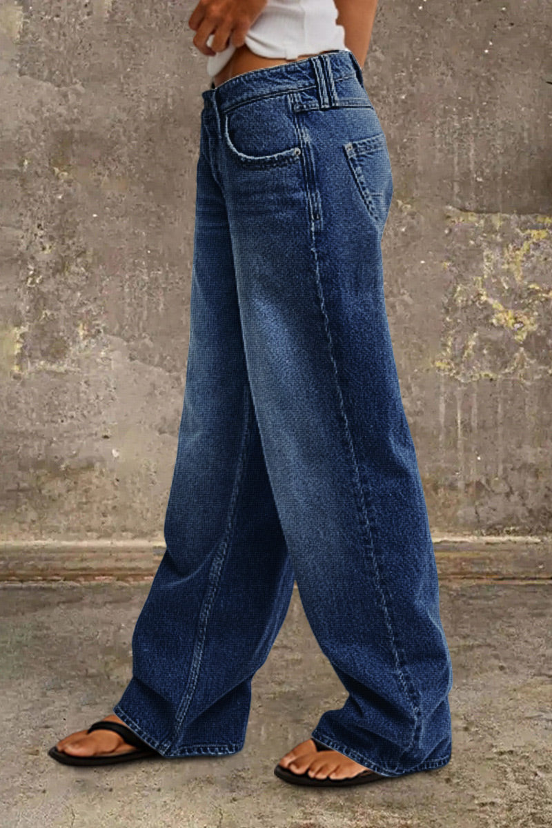 Jeans Droit avec Taille Mi-Haute - Audacieux et Élégants