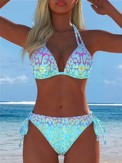 Solène - Ensemble de Bikini Imprimé à Col Croisé