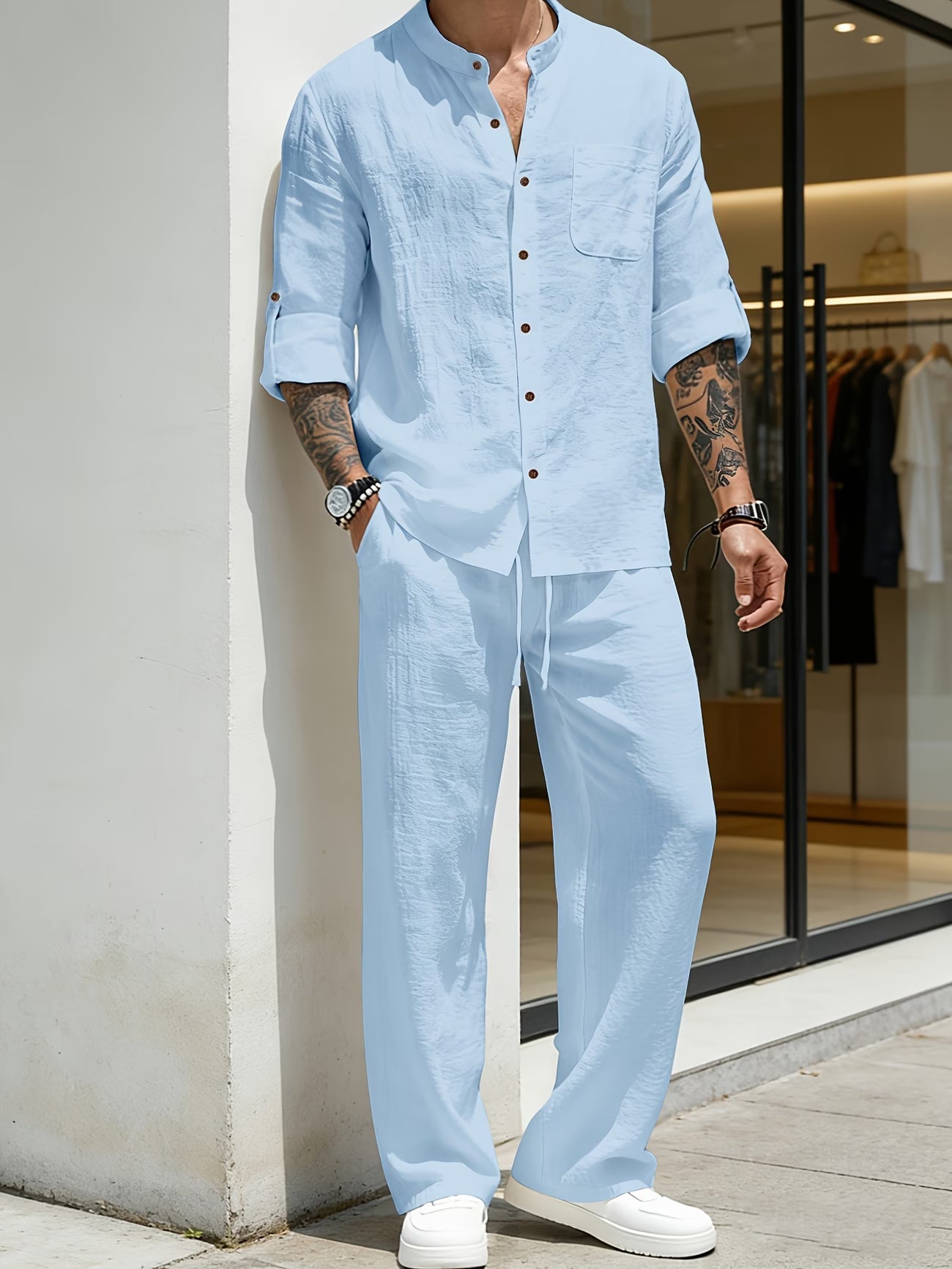 Linènce — Ensemble chemise et pantalon en mélange de lin