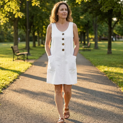 Marnelle — Robe sans manches en coton-lin