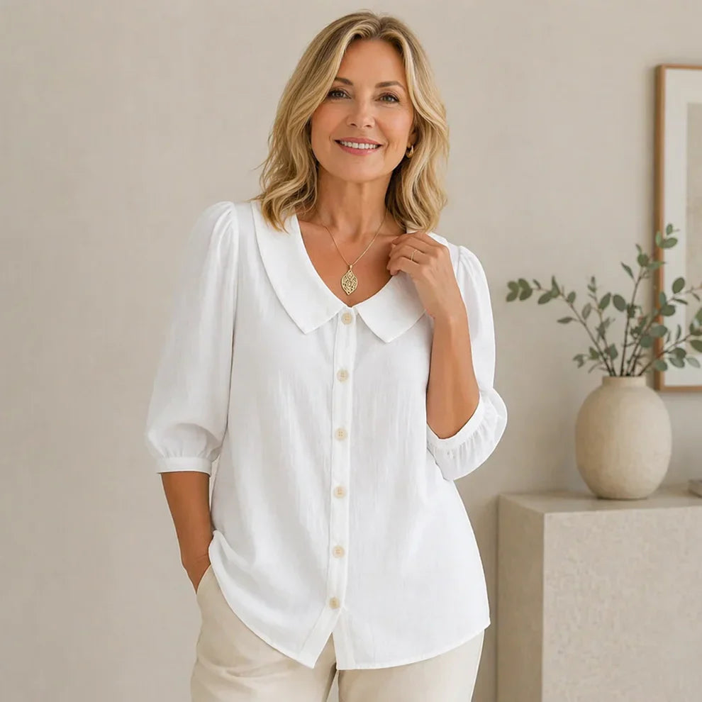 Celestine — Blouse à Boutons avec Col