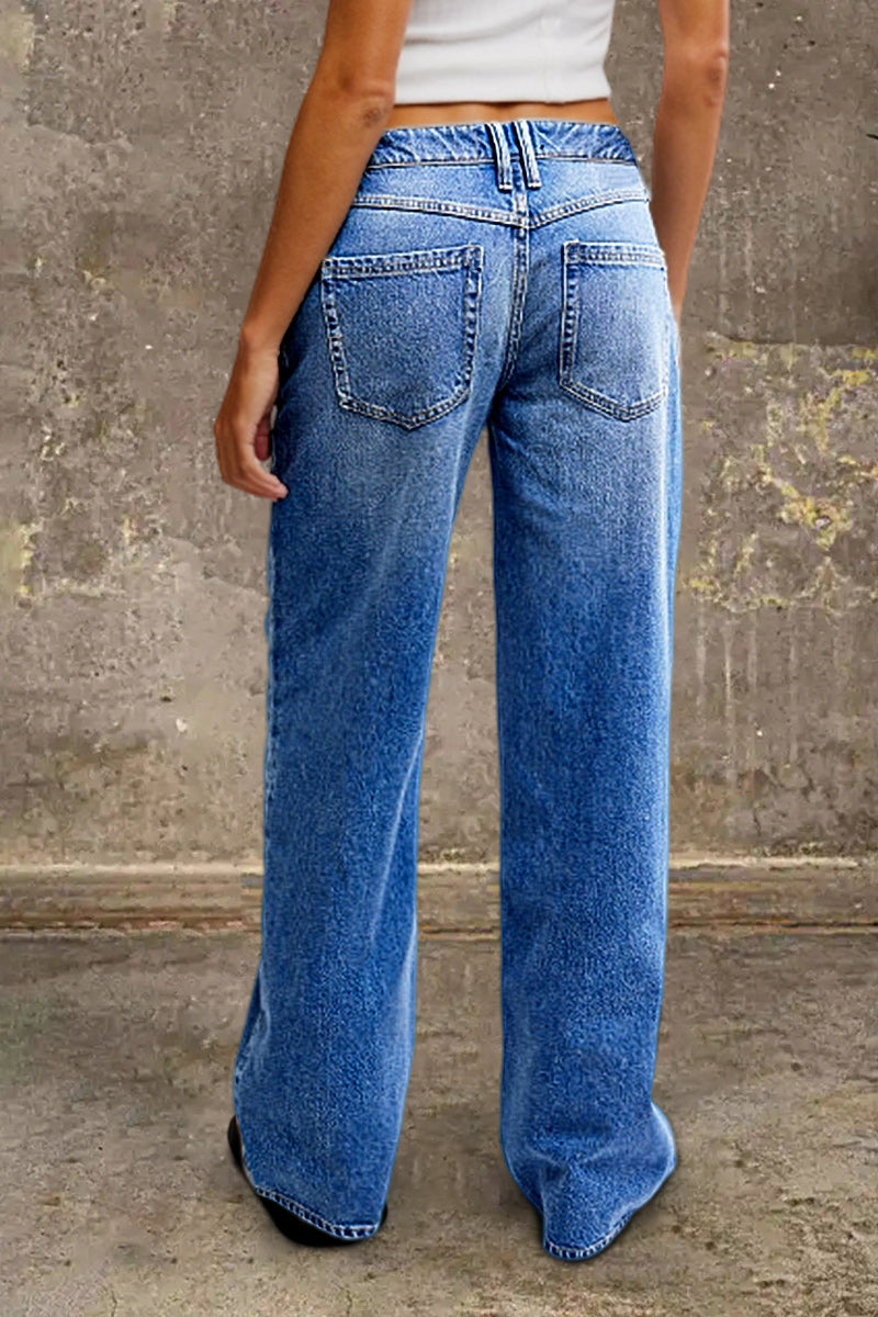 Jeans Droit avec Taille Mi-Haute - Audacieux et Élégants