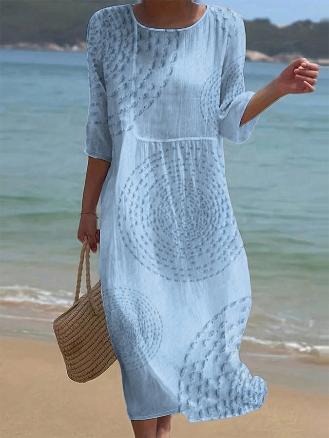 Robe ample unie pour femmes avec un col rond - Confortable Robe