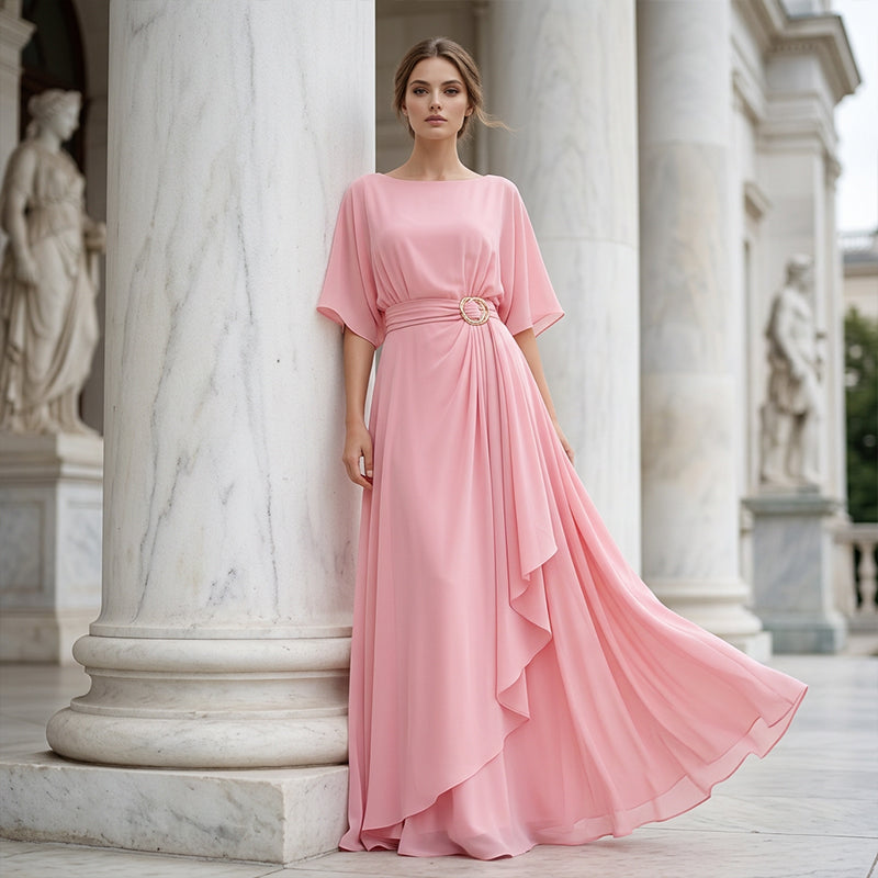 Seraphine - Élégante Robe Maxi Détail de Taille Flottante