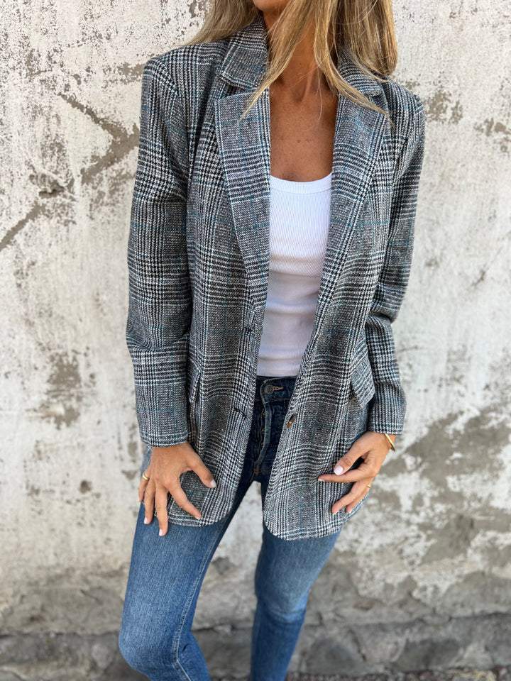 Blazer à Carreaux Décontracté avec Revers - Confortable Blazer