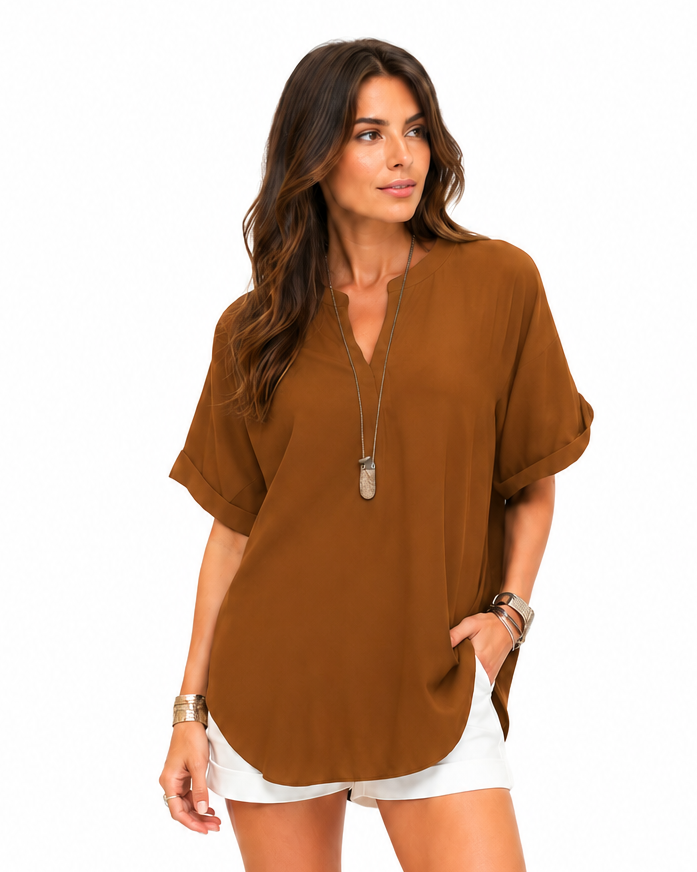 Shania — Chemise ample unie, style décontracté