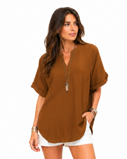 Shania — Chemise ample unie, style décontracté